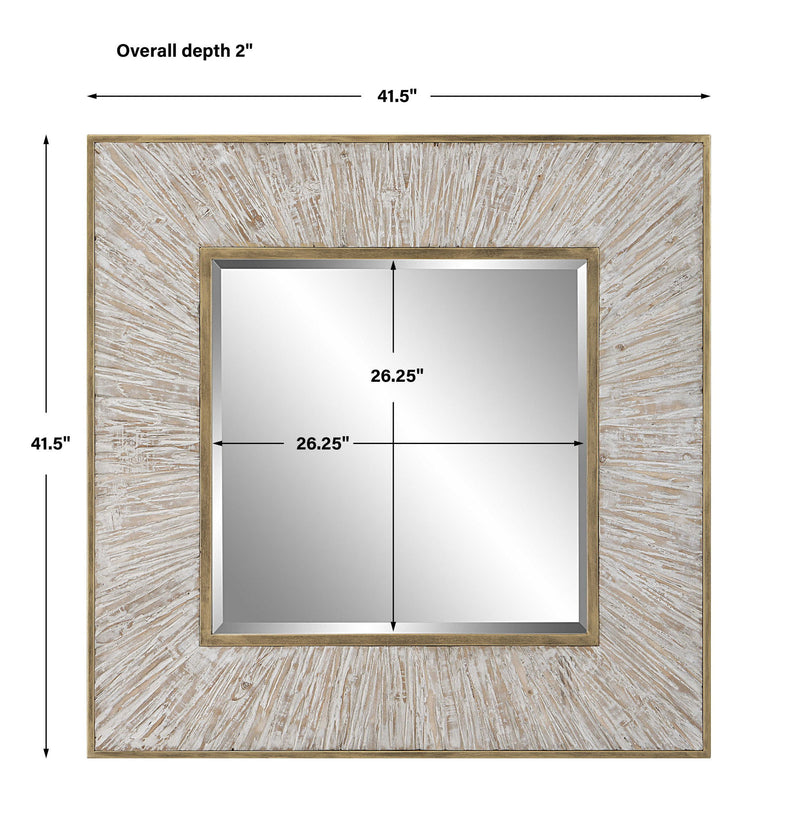 Uttermost Wharton square gold accent mirror with a sleek, modern frame, perfect for contemporary interior decor.