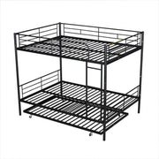 DreamHaus steel construction bunk bed with two twin-sized sleeping areas and sturdy metal frame, ideal for space-saving bedroom setups.