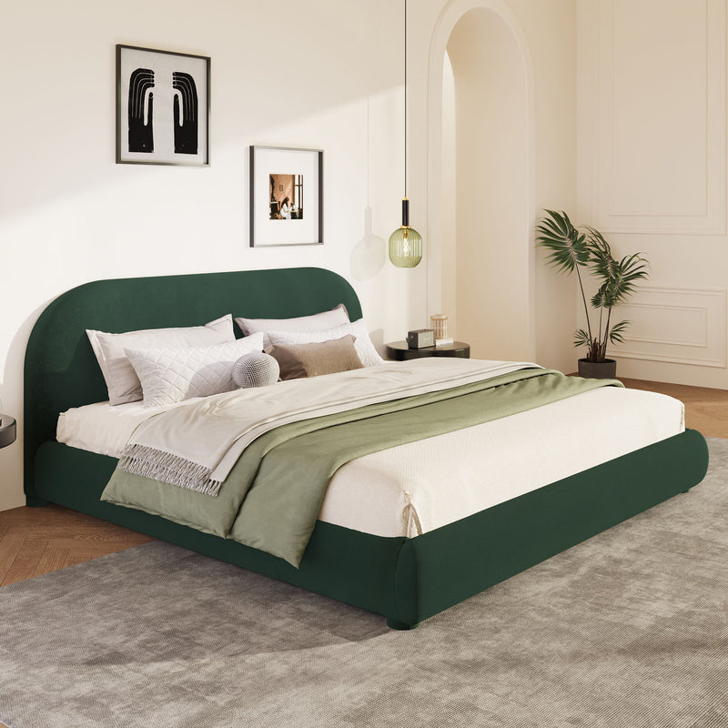 Upholstered Simple Modern Bedroom Bed With Curved Headboard - R&R Furniture Gallery (Fountain Valley, CA)