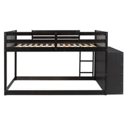 DreamHaus bunk bed with four drawers and three shelves, featuring sturdy frame and space-saving design for kids' bedroom.