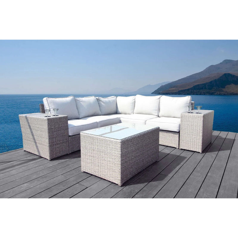 Outdoor Wicker Sectional With Weather Resistant Cushions And Table - R&R Furniture Gallery (Fountain Valley, CA)