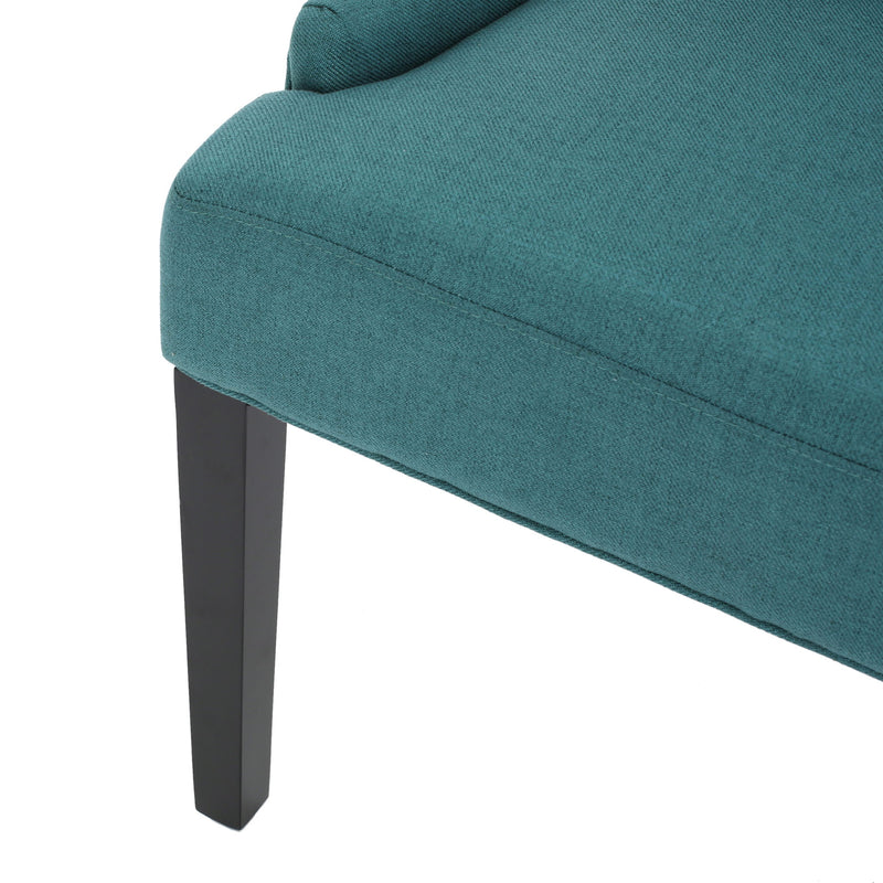 Dining Chair (Set of 2) With Upholstered Diamond Tufting And Espresso Birch Legs - Teal - R&R Furniture Gallery (Fountain Valley, CA)