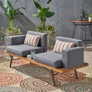 Outdoor Sofa With Cushions And Iron Legs - Dark Gray - R&R Furniture Gallery (Fountain Valley, CA)