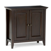 Handcrafted Amherst accent cabinet by Simpli-Home featuring low storage with wood finish and elegant design.