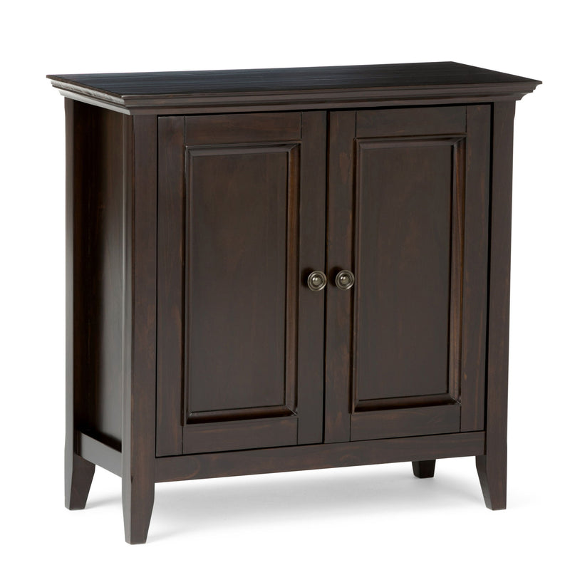 Handcrafted Amherst accent cabinet by Simpli-Home featuring low storage with wood finish and elegant design.