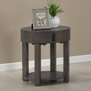 Jonah - MDF End Table With USB Ports - Light Brown - R&R Furniture Gallery (Fountain Valley, CA)