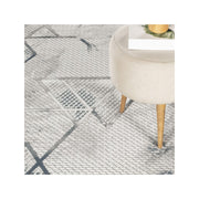 Geometrix - 5'3" X 7'3" Area Rug & Geometric, 3D Effect - Ivory / Gray - R&R Furniture Gallery (Fountain Valley, CA)