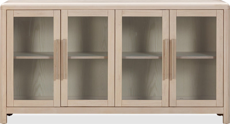Liv Glass Door Ash Wood Sideboard in White Sand