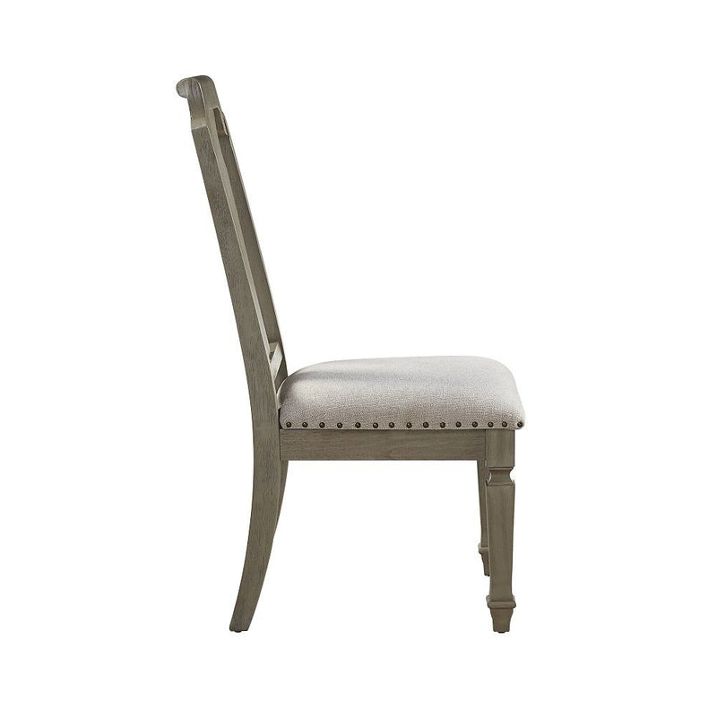Zumala - Side Chair (Set of 2) - Beige Linen & Weathered Oak - R&R Furniture Gallery (Fountain Valley, CA)