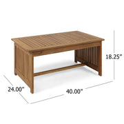 Acacia Wood Rectangular Patio Coffee Table For Outside - R&R Furniture Gallery (Fountain Valley, CA)