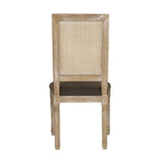 French Country Dining Chair With Rectangular Cane Backrest And Smooth Upholstered Seating - R&R Furniture Gallery (Fountain Valley, CA)