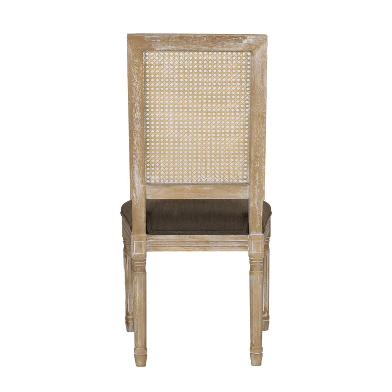 French Country Dining Chair With Rectangular Cane Backrest And Smooth Upholstered Seating - R&R Furniture Gallery (Fountain Valley, CA)