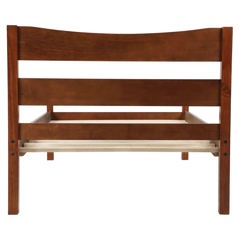 DreamHaus twin size platform bed with headboard and wooden slat support, showcasing a sturdy, modern bedroom furniture design.