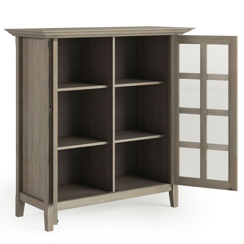 Handcrafted Acadian medium storage cabinet by Simpli-Home, featuring a natural wood finish and classic accent cabinet design.
