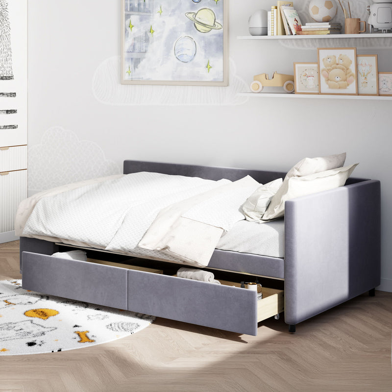 L Shaped Upholstered Platform Bed With Storage And Drawers - R&R Furniture Gallery (Fountain Valley, CA)