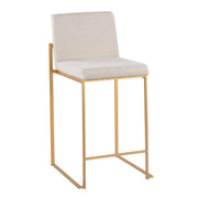 Lumi Source Fuji high back contemporary counter stool with stylish design, wooden legs, and cushioned seat.