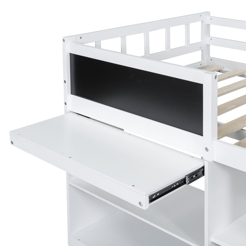 Low Loft Bed With Rolling Desk, Shelf And Drawers - R&R Furniture Gallery (Fountain Valley, CA)