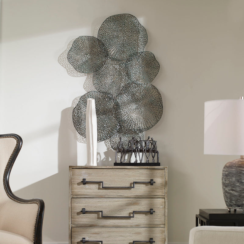 Uttermost Ripley metal wall art decor with intricate geometric design, ideal for modern interior wall decoration.