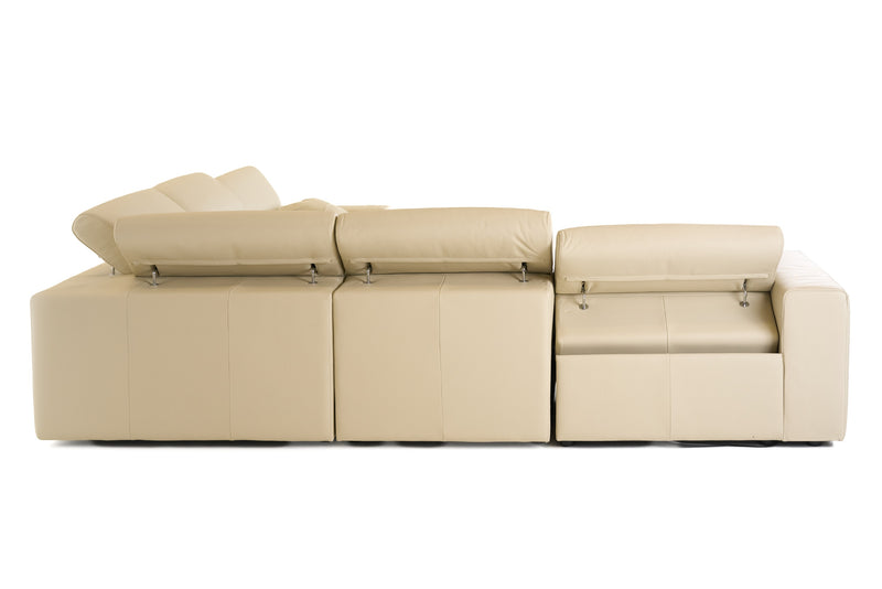 Dalton - Modern Italian Cream Leather Sectional Sofa + Recliners — view 2