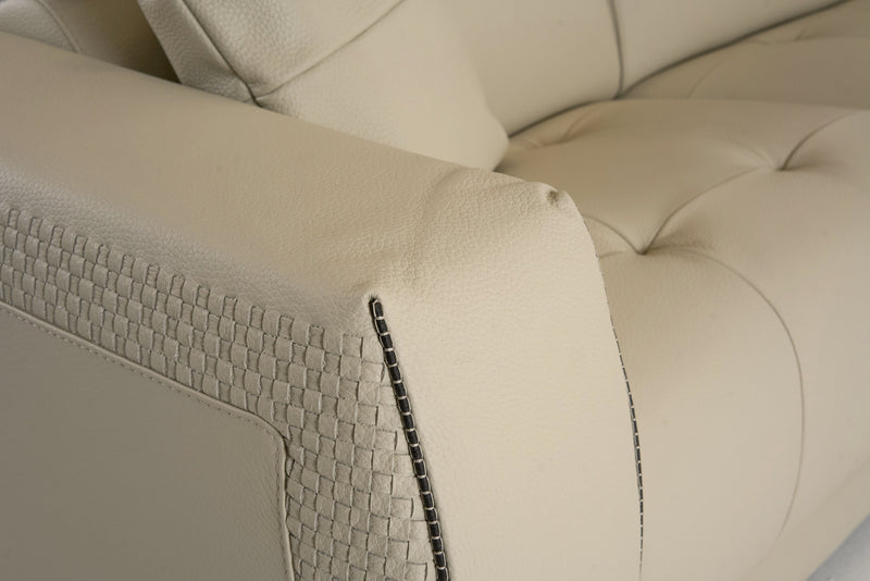 Dalton - Modern Italian Cream Leather Sectional Sofa + Recliners — view 3
