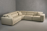 Dalton - Modern Italian Cream Leather Sectional Sofa + Recliners — view 5
