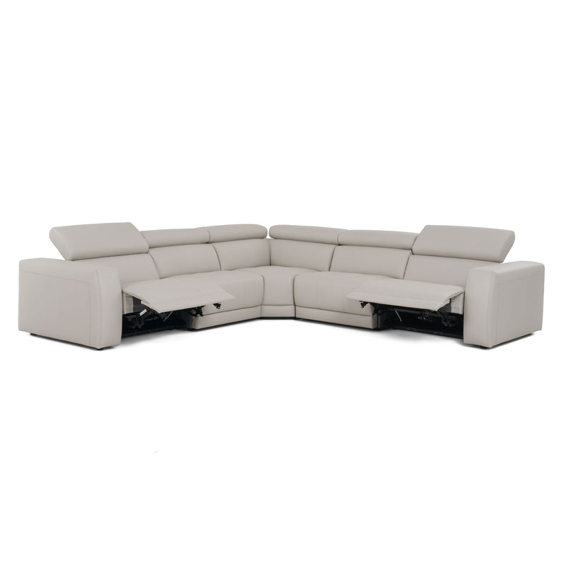 Dalton - Modern Italian Light Grey Leather Sectional + 2 Recliners