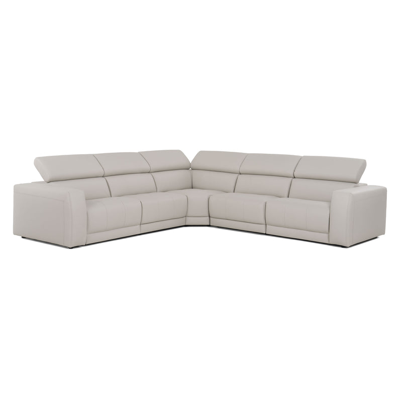 Dalton - Modern Italian Light Grey Leather Sectional + 2 Recliners — view 2
