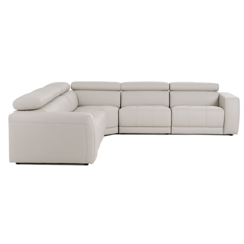Dalton - Modern Italian Light Grey Leather Sectional + 2 Recliners — view 4