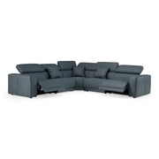 Dalton - Modern Italian Blue Leather Sectional Sofa + Recliners — view 2