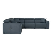 Dalton - Modern Italian Blue Leather Sectional Sofa + Recliners — view 3