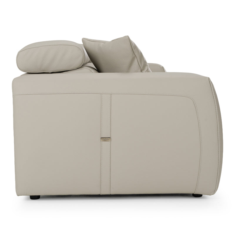 Dalton - Modern Italian Light Grey Leather 4-Seat Sofa + 2 Recliners — view 2