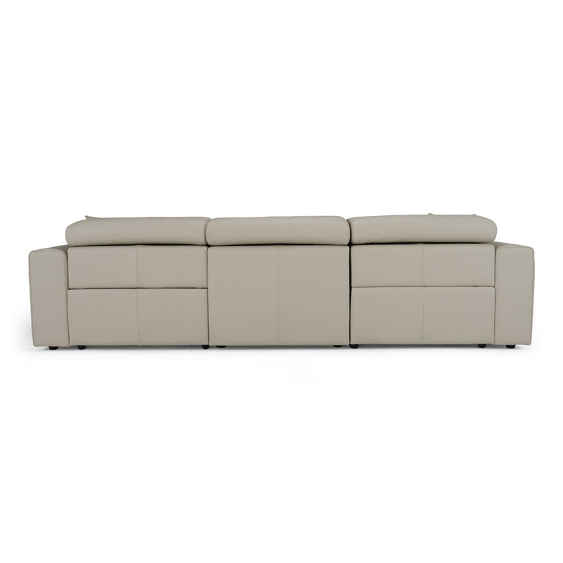 Dalton - Modern Italian Light Grey Leather 4-Seat Sofa + 2 Recliners — view 4