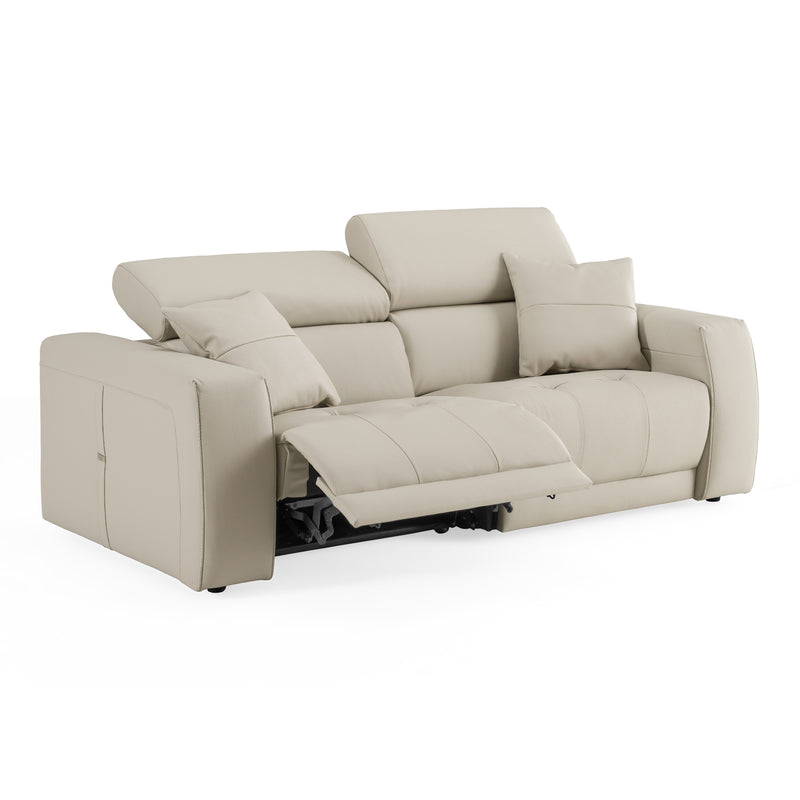 Dalton - Modern Italian Light Grey Leather 3-Seat Sofa + 2 Recliners — view 4