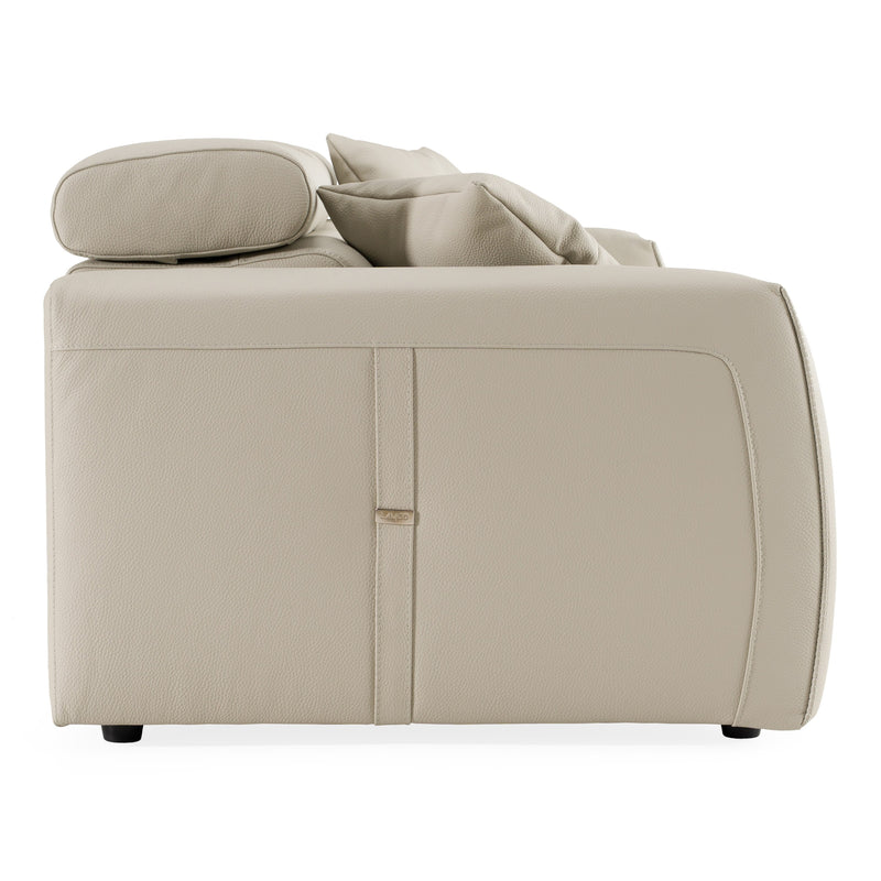 Dalton - Modern Italian Light Grey Leather 3-Seat Sofa + 2 Recliners — view 2