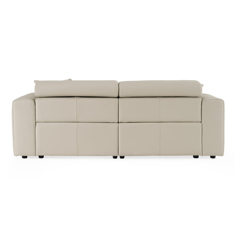 Dalton - Modern Italian Light Grey Leather 3-Seat Sofa + 2 Recliners — view 3