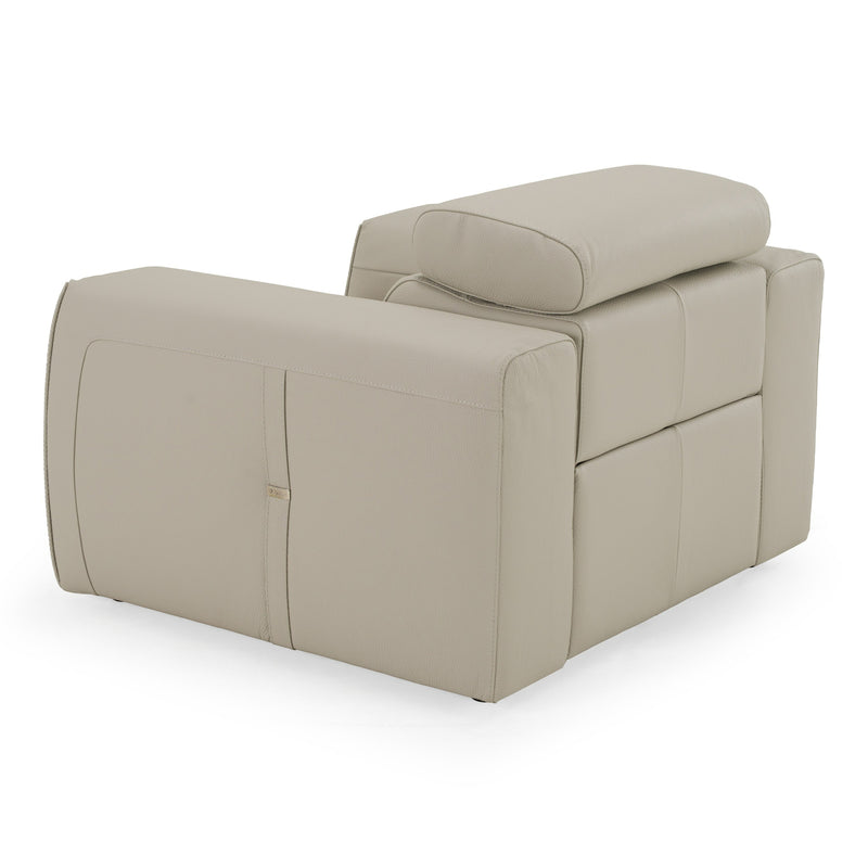 Dalton - Modern Italian Light Grey Leather Recliner Chair — view 3