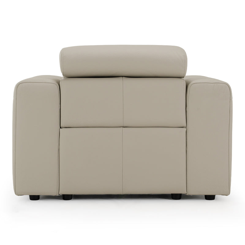 Dalton - Modern Italian Light Grey Leather Recliner Chair — view 4