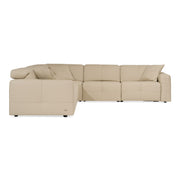 Nizza - Modern Oyster Leather Sectional Sofa + Recliners — view 2