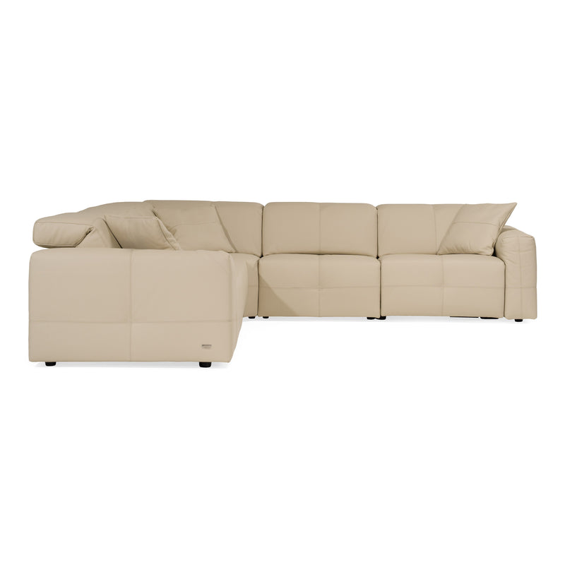 Nizza - Modern Oyster Leather Sectional Sofa + Recliners — view 2