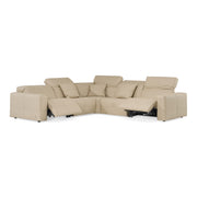 Nizza - Modern Oyster Leather Sectional Sofa + Recliners — view 3