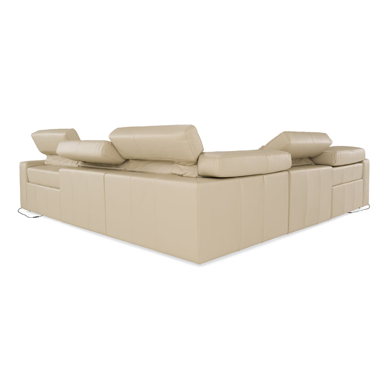 Nizza - Modern Oyster Leather Sectional Sofa + Recliners — view 4