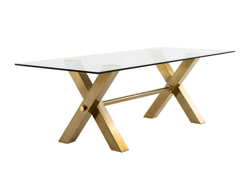 Dandy - Modern Golden & 15mm Glass Dining Table — view 4