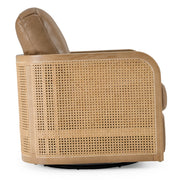 Danson - Modern Tan Leather + Wicker Swivel Accent Chair — view 5