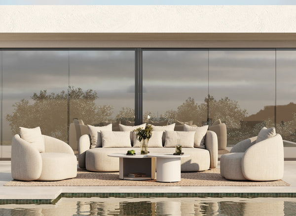 Tabarca - Outdoor Beige Fabric 4 Seat Sofa + 2 Chairs