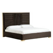 Daystar + Roma - Modern Dark Brown Velvet + Walnut 4-Piece Bedroom Set — view 2