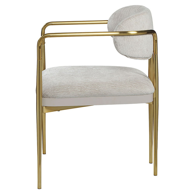 Zayn - Arm Chair (Set of 2) - Beige Chenille & Gold - R&R Furniture Gallery (Fountain Valley, CA)