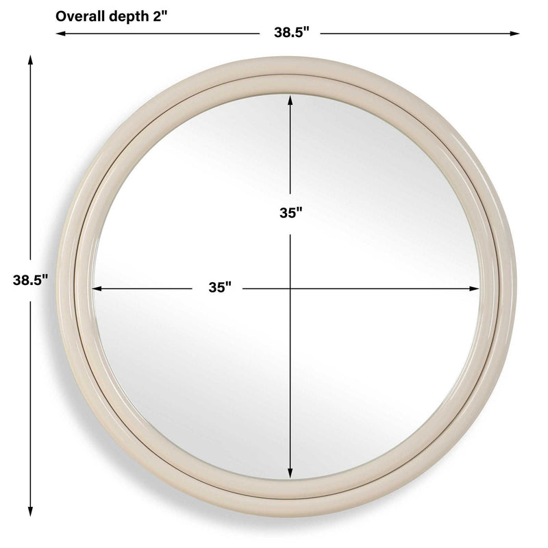 Florian - Warm White Round Mirror - White
