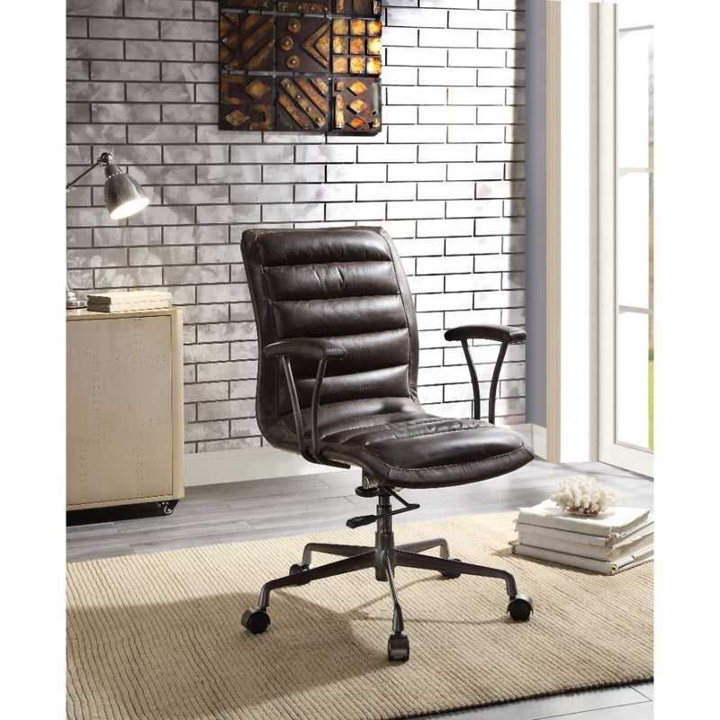 Zooey - Office Chair - Distress Chocolate Top Grain Leather - R&R Furniture Gallery (Fountain Valley, CA)