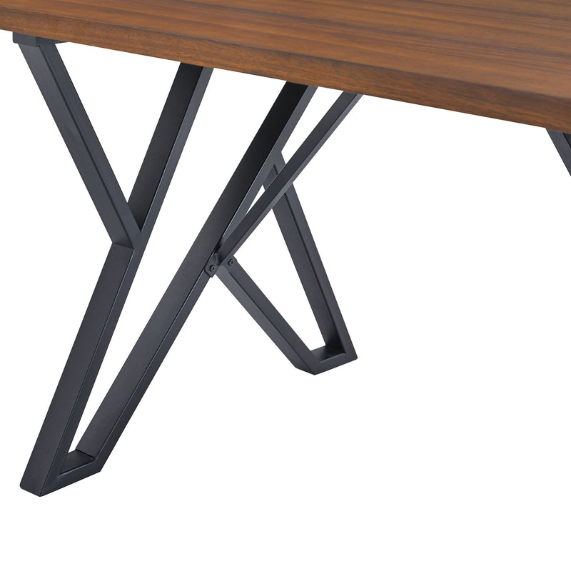 Industrial Style Indoor Dining Table With Metal Legs - Walnut / Black - R&R Furniture Gallery (Fountain Valley, CA)