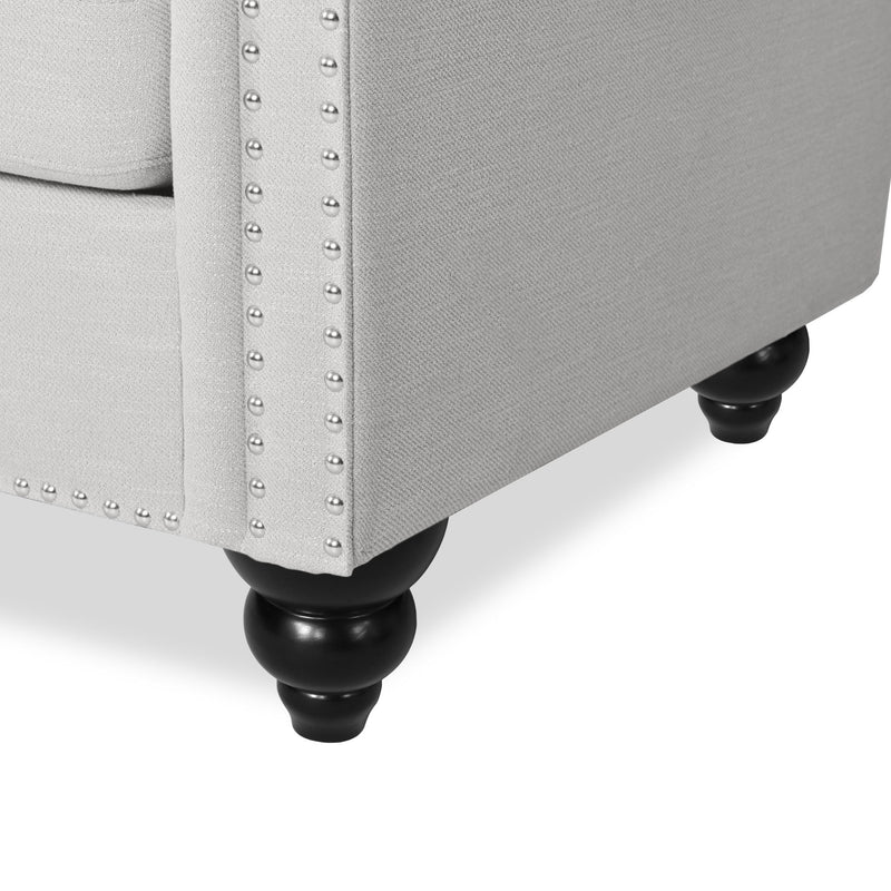 Noble House Chesterfield style 3-seater sofa with deep button tufting, stationary design and classic elegant upholstery.
